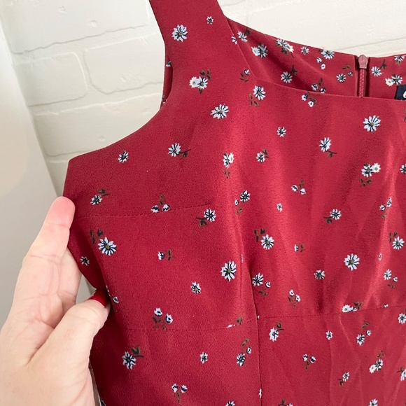 Vintage 90s Maxi dress Empire waist Sleeveless Floral Dark Red Burgundy Sz 13 - Picture 7 of 14